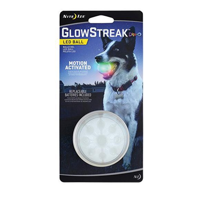 Nite Ize Glowstreak LED Ball, Disco Rubber Dog