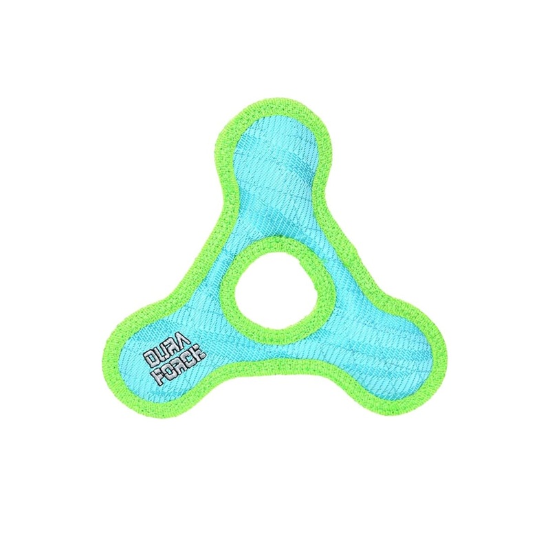 DuraForce Blue and Green TriangleRing Tiger Dog Toy Junior