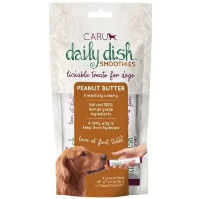 Caru Pet Food Daily Dish Smoothies Peanut Butter Flavored Lickable Dog Treats