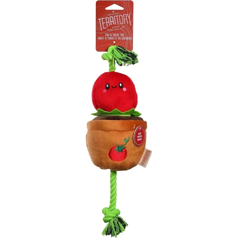 Territory Interactive Play Plush Treat-and-Tug Reward Toy for Dogs Tomato