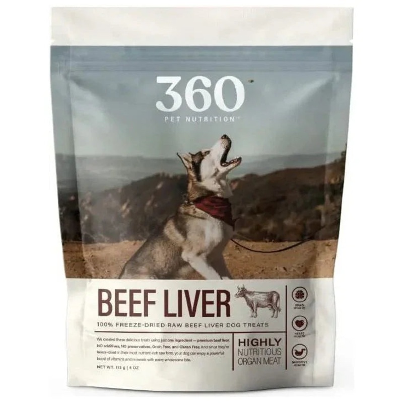 360 Pet Nutrition Beef Liver Grain-Free Raw Freeze-Dried Dog Treats 4oz