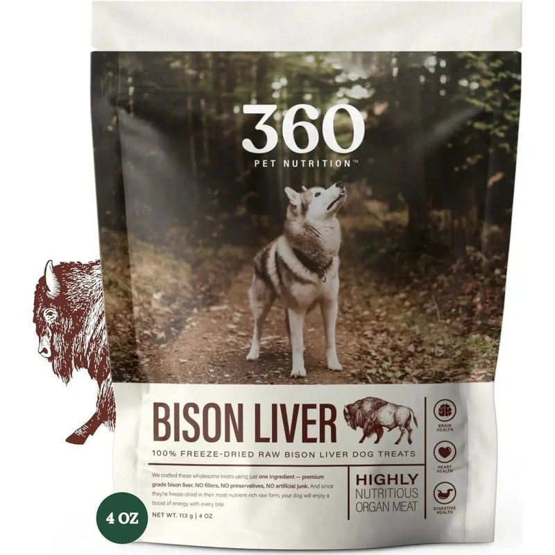 360 Pet Nutrition Bison Liver Grain-Free Freeze-Dried Dog Treats 4oz