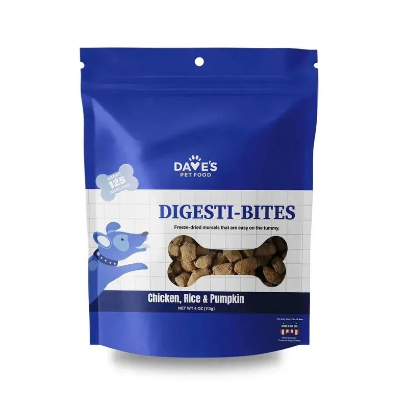Dave’s Digesti-Bites Chicken, Rice & Pumpkin Freeze-Dried Dog Treats 4oz