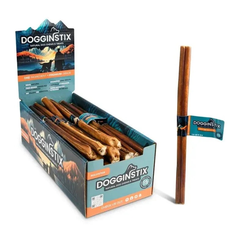 Dogginstix Grass-Fed Natural Bully Sticks Dog Treats 6″ Standard- Case of 100