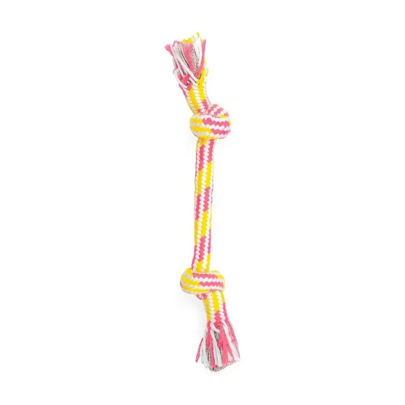 ThoozyPet 2-Knot Rope Dog Toy 8.5″ Yellow / Pink
