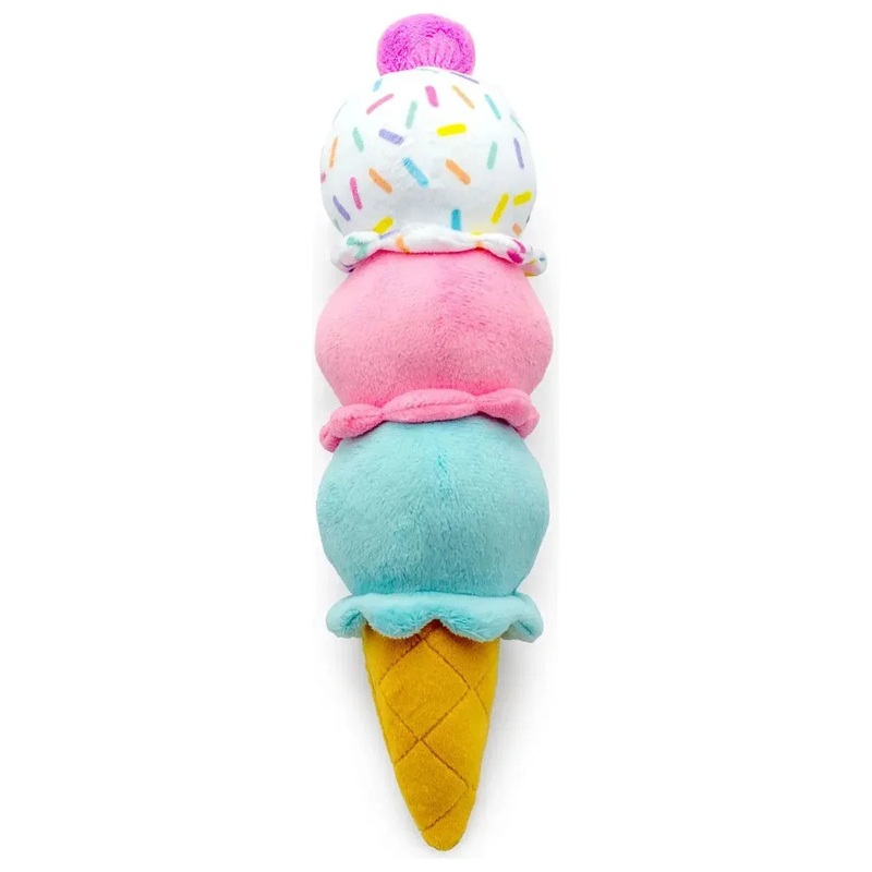 ThoozyPet Birthday 3-Scoop Ice Cream Cone Plush Dog Toy 12″