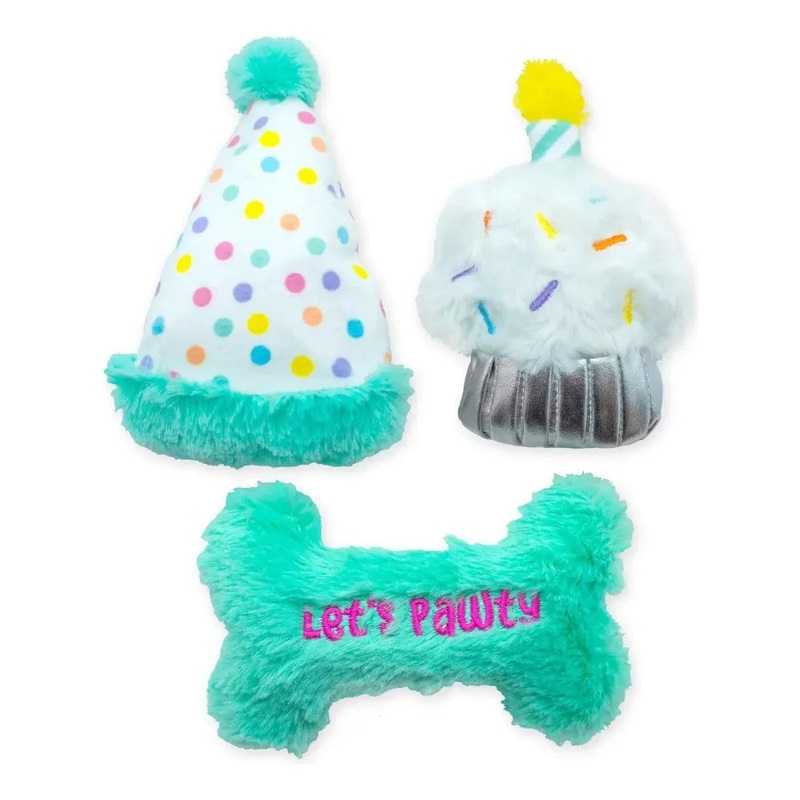 ThoozyPet Birthday 3pk Small Plush Dog Toys 5.5″