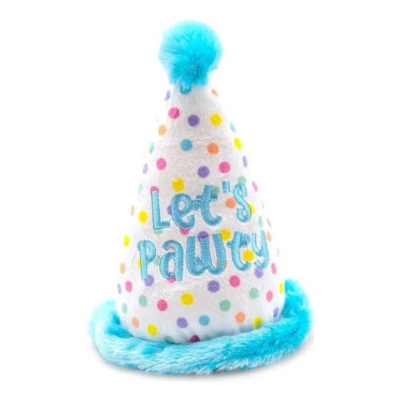 ThoozyPet Birthday Hat Plush Dog Toy 7″ Blue