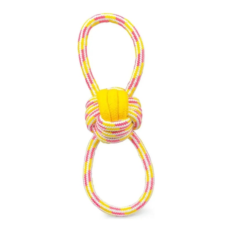 ThoozyPet Figure 8 Knot Ball Rope Dog Toy Yellow / Pink