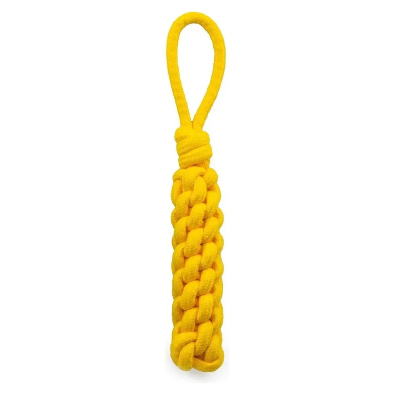 ThoozyPet Knotted Stick Rope Dog Toy with Handle 11″ Yellow