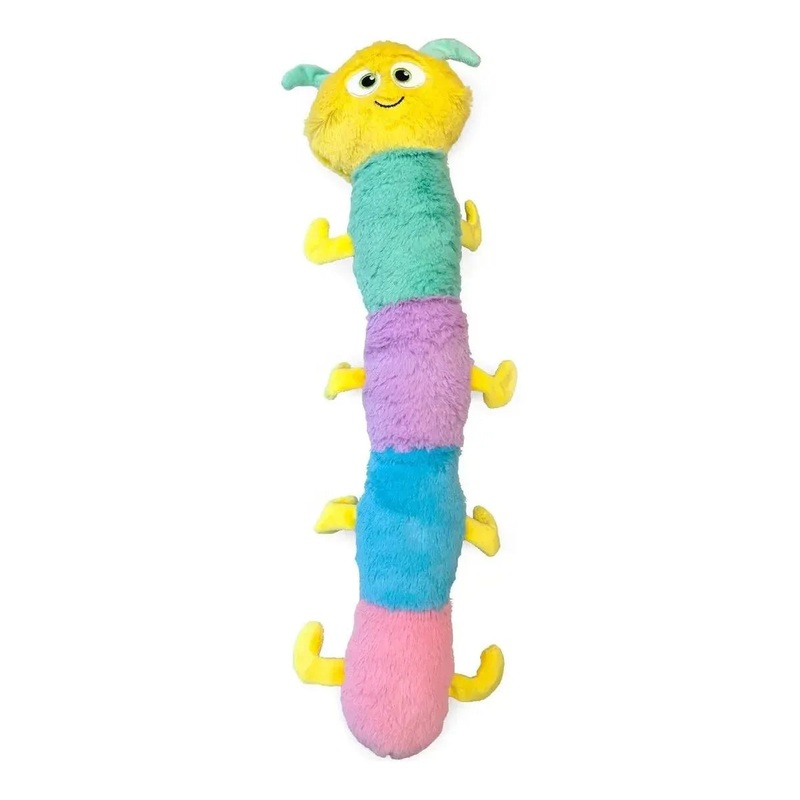 ThoozyPet Multi-Squeaker Caterpillar Plush Dog Toy 21″