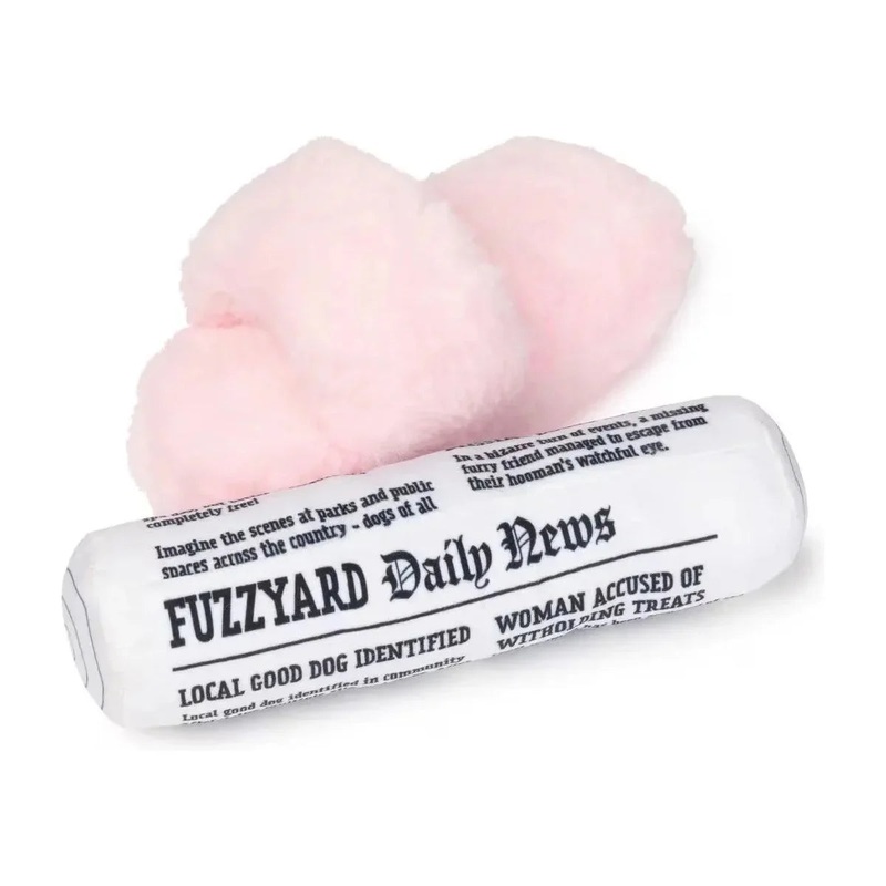 FuzzYard Fetch My Slippers & Paper Plush Dog Toy 2pk