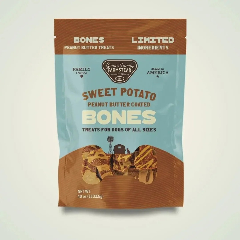 Gaines Family Farmstead Sweet Potato Peanut Butter Coated Bones Dog Treats 8oz