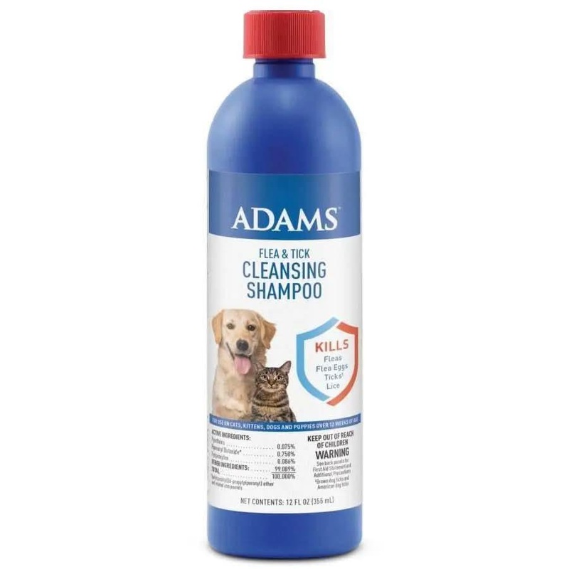 Adams Flea and Tick Cleansing Shampoo for Cats and Dogs 12 oz