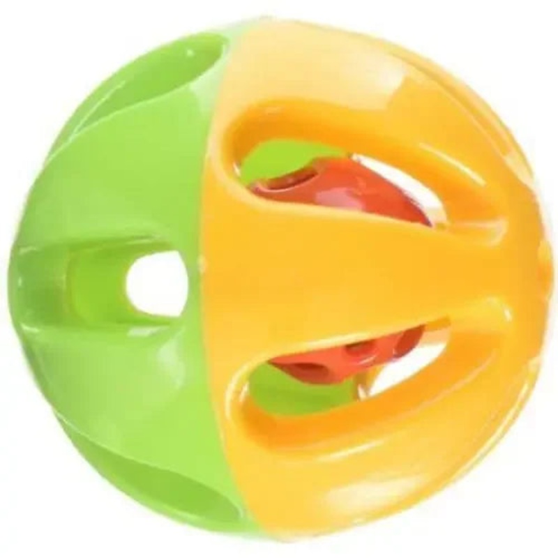 AE Cage Company Happy Beaks Large Round Rattle Foot Toy for Birds 3″ Wide