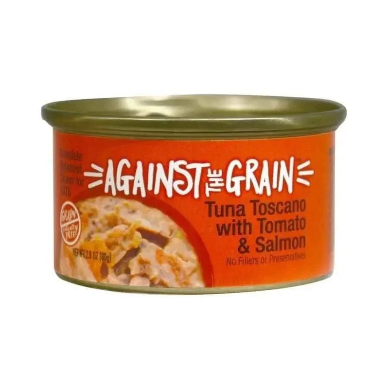 Against the Grain Tuna Toscano With Salmon & Tomato Dinner For Cats 2.8-oz, case of 24