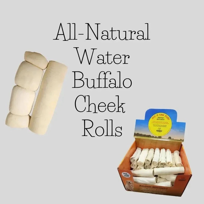 All Natural Water Buffalo Cheek Roll Chews for Tough Chewers Small 6″ Original