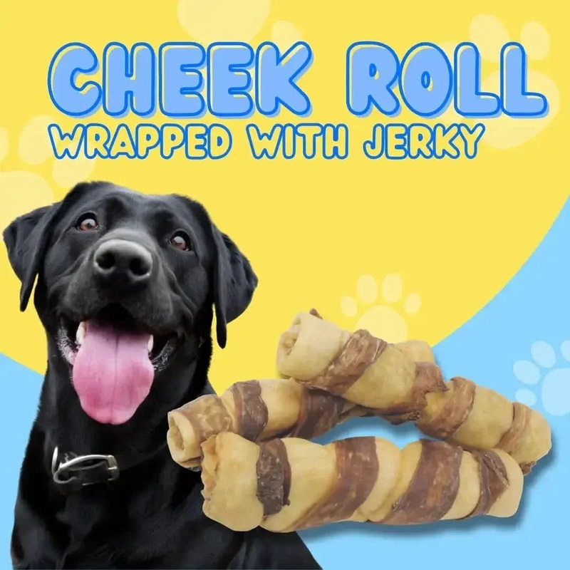 Cheek Roll Wrapped in Jerky All-Natural Dog Treat 6″