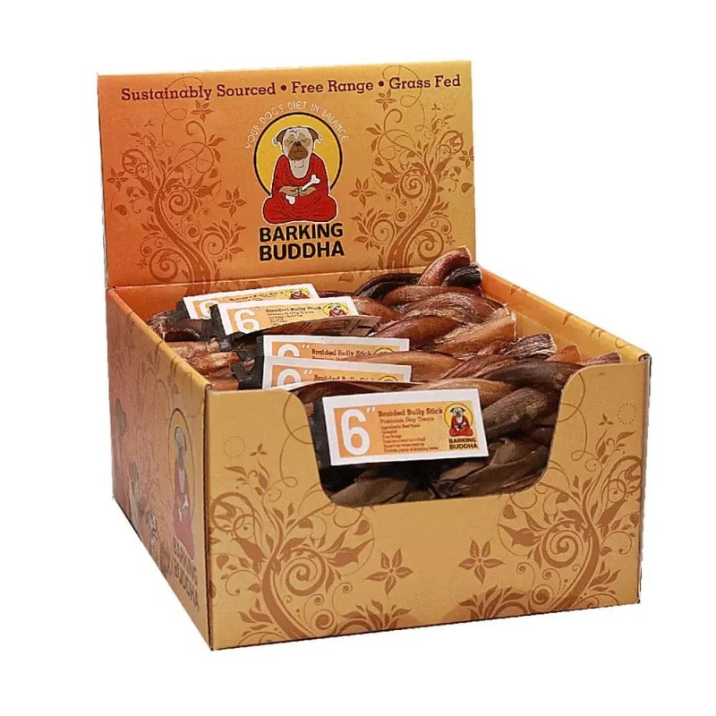 Barking Buddha Braided Bully Stick 6″ – Case of 30