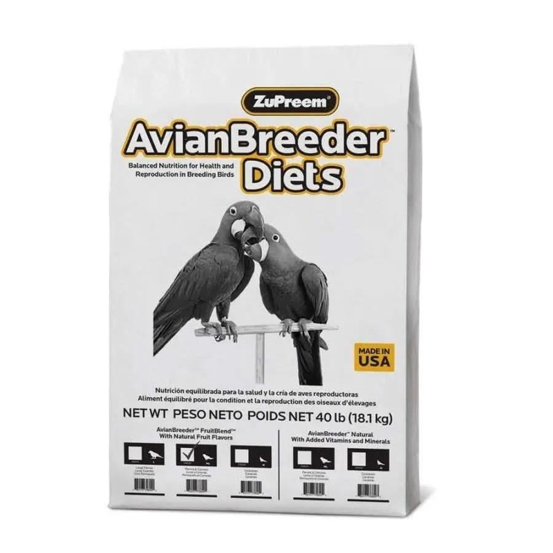 ZuPreem AvianBreeder FruitBlend Flavor Pelleted Bird Food for Parrots and Conures 40 Lbs