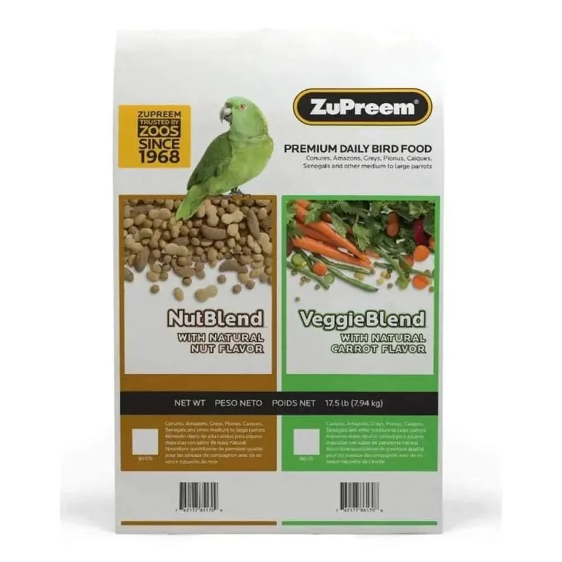 ZuPreem Bird VeggieBlend with Natural Flavor Pelleted Food for Parrots and Conures 17.5 lb