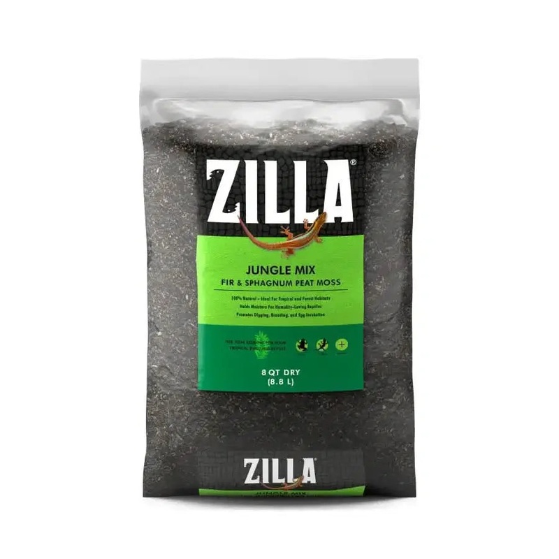 Zilla Jungle Mix Fir and Sphagnum Peat Moss Organic Bedding for Reptiles, Ideal for Tropical or Forest Habitats 4 Quart