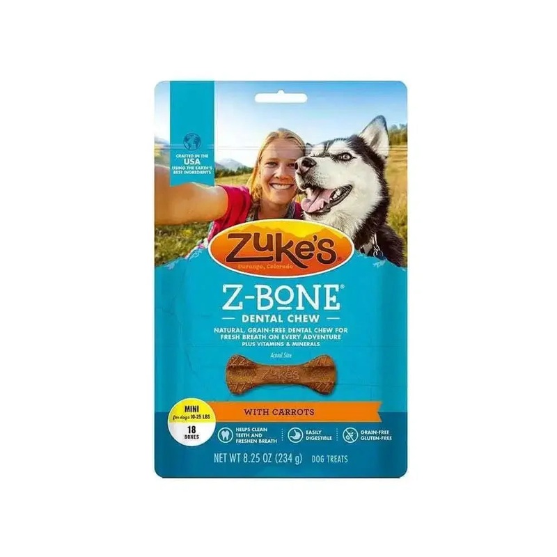 Zuke’s Z-Bone Mini Grain Free Dental Chews with Carrots Dog Treats 18 Count