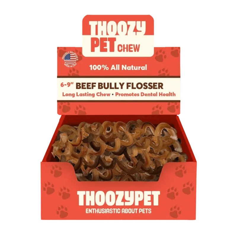 ThoozyPet USA-Sourced Beef Bully Flosser Dog Chews 6-9″ 15ct
