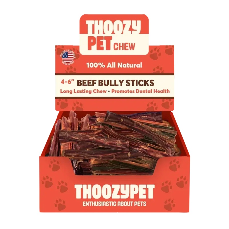 ThoozyPet USA-Sourced Beef Bully Stick Dog Chews 4-6″ 50ct