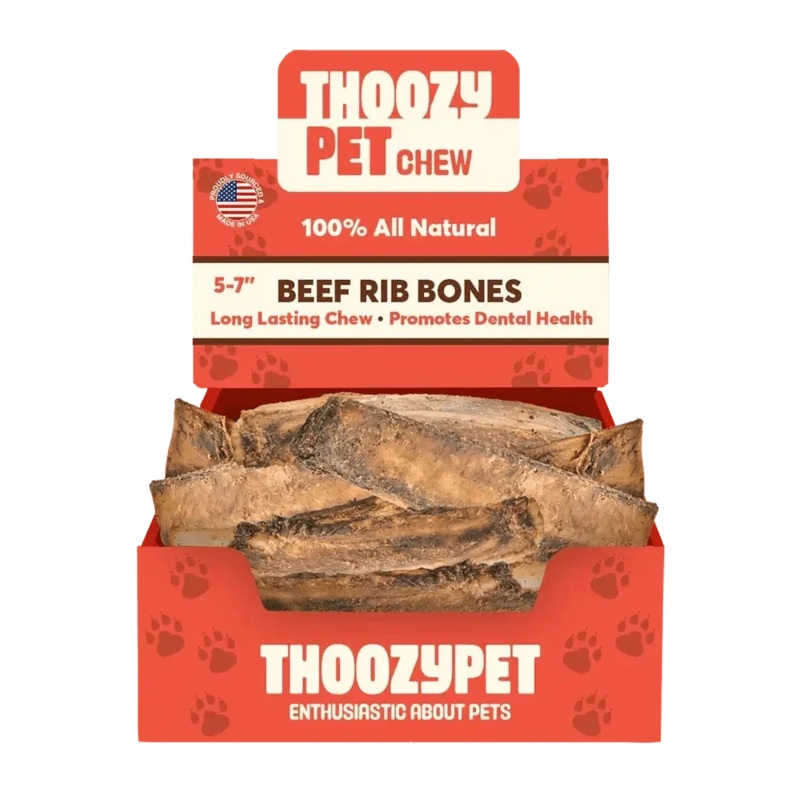 ThoozyPet USA-Sourced Beef Rib Bone Dog Chews 5-7″ 50ct