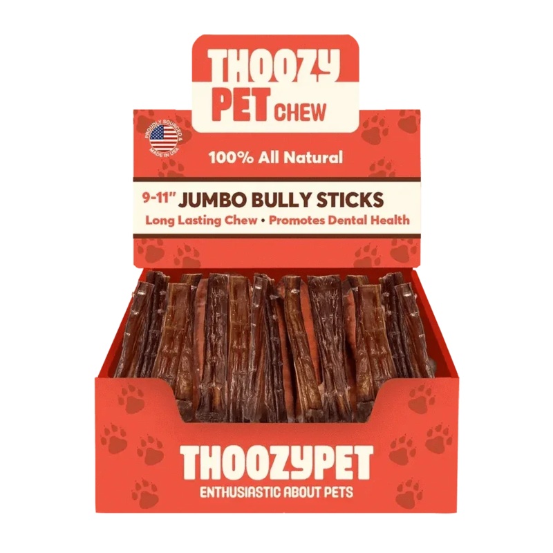 ThoozyPet USA-Sourced Jumbo Beef Bully Stick Dog Chews 4-6″ 35ct