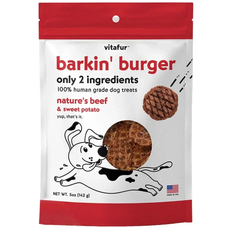 Vitafur Barkin Burger Nature’s Beef & Sweet Potato Dehydrated Dog Treats 5 oz