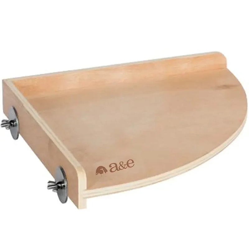 A & E Cages Corner Cage Shelf Natural Wood 11In X 11In X 1 5/8 in