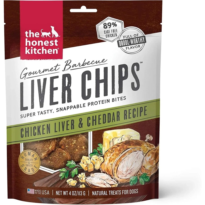 The Honest Kitchen Gourmet Barbecue Liver Chips Dog Treats Chicken Liver & Cheddar