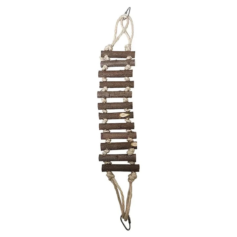 A & E Cages Natural Wood Rope Ladder Small