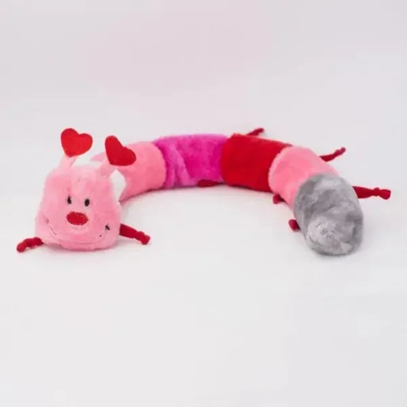 ZippyPaws Valentine’s Caterpillar Dog Toys with 6 Squeakers Large
