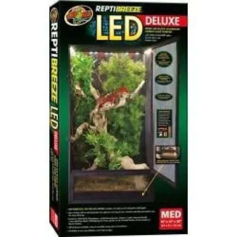 Zoo Med ReptiBreeze LED Deluxe Open Air Aluminum Screen Cage Medium