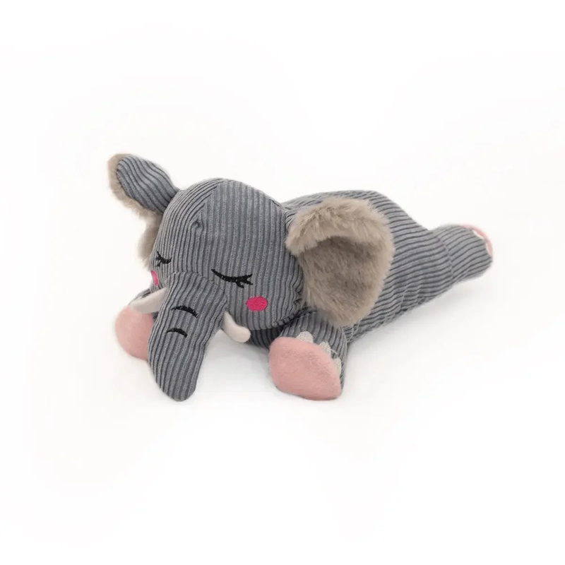 ZippyPaws Snooziez with Shhhqueaker Dog Toys Elephant