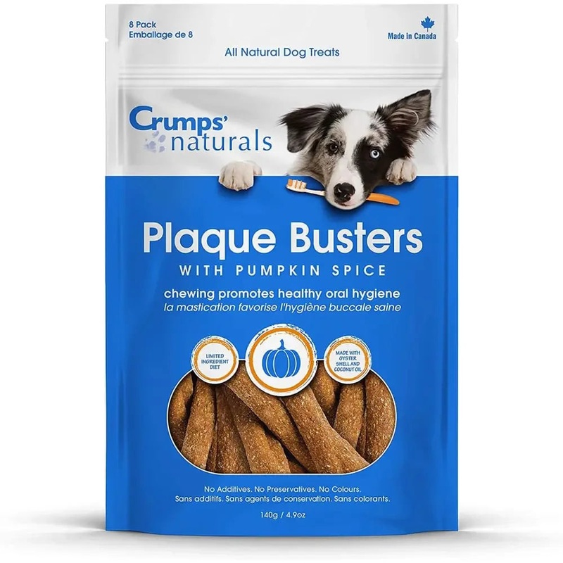 Crumps’ Naturals Pumpkin Plaque Busters Dental Dog Treats 50ct
