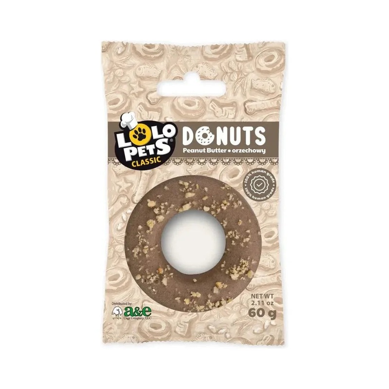 A & E Cages LoLo Pets Bakery Gourmet Donut Dog Treat Peanut Butter