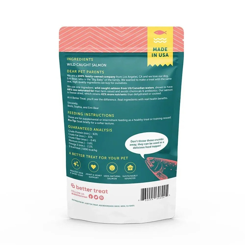 A Better Treat Freeze Dried Raw Wild Caught Salmon Dog and Cat Treats 3 oz