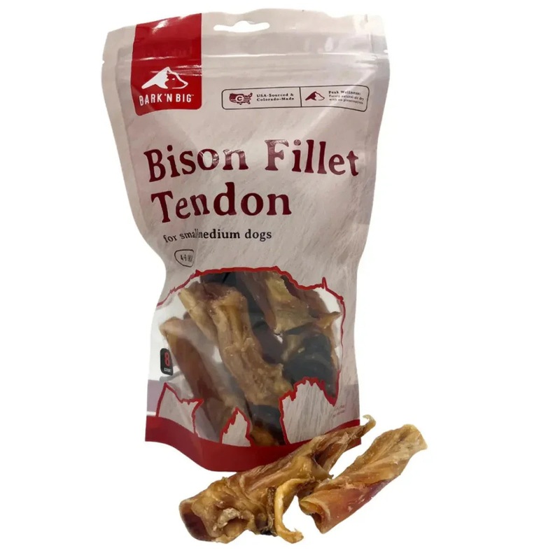 BarkNBig Bison Fillet Tendon Dog Treats 4-6″ 8ct