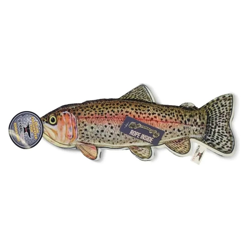Steel Dog Denim Fish Dog Toys with Rope Rainbow Trout