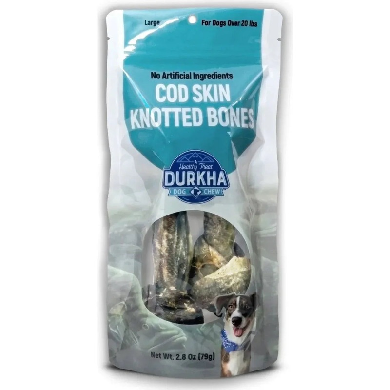 Durkha Cod Skin Knotted Bone Dog Treat Small
