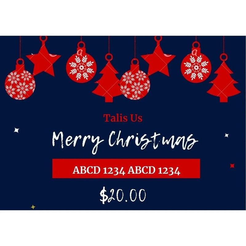 Talis-us Merry Christmas Gift Card $20.00