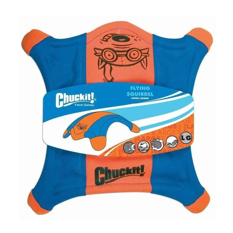 Chuckit! Flying Squirrel Dog Toys Orange/Blue Color Small