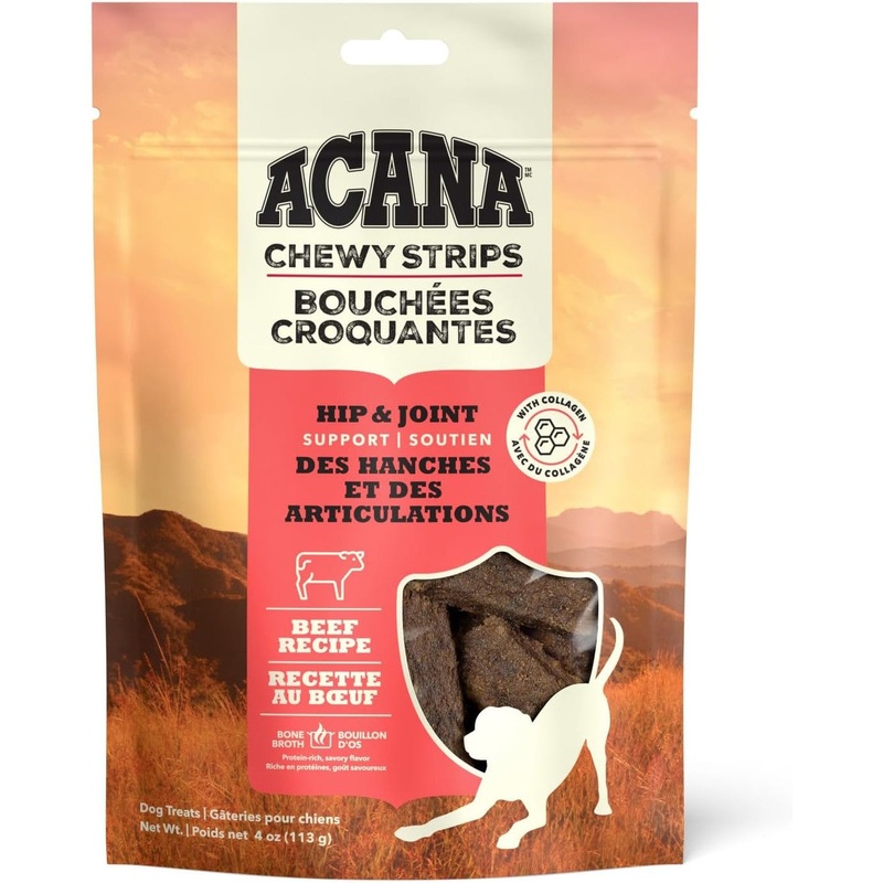 Acana Chewy Strips Hip & Joint Support Dog Treats 4 oz
