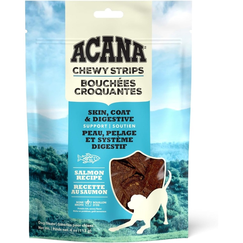 Acana Chewy Strips Skin Coat & Digestive Support Dog Treat 4 oz
