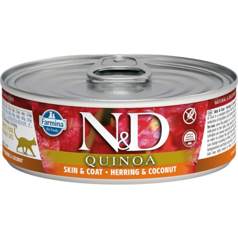 Farmina  Skin & Coat Herring, Coconut & Quinoa  2.8oz Canned Cat Food