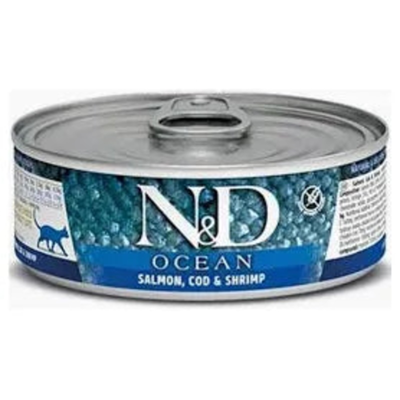 Farmina N&D Ocean  Salmon, Cod & Shrimp Wet Cat Food – 2.5 oz Can